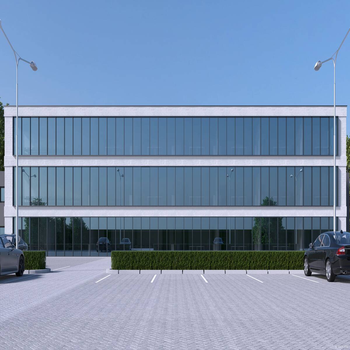 The ISOLAR SOLARLUX® sunbelt A60 glass combines effective heat reflection with high light transmission, providing thermal comfort, energy efficiency, and a neutral façade appearance for modern architecture.